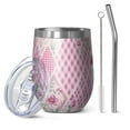 thumbnail image 1 of 12oz Stemless Wine Tumblers Pioneer Flower Vacuum Insulated Stainless Steel Travel Tumbler Cups Mug with Lid and Straw for Champaign,Cocktail,Beer with Cleaning Brush, 1 of 5