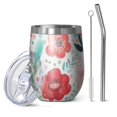 thumbnail image 1 of 12oz Stemless Wine Tumblers Pioneer Flower Vacuum Insulated Stainless Steel Travel Tumbler Cups Mug with Lid and Straw for Champaign,Cocktail,Beer with Cleaning Brush, 1 of 5