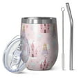thumbnail image 1 of 12oz Stemless Wine Tumblers Princess Castle Cloud Pattern Vacuum Insulated Stainless Steel Travel Tumbler Cups Mug with Lid and Straw for Champaign,Cocktail,Beer with Cleaning Brush, 1 of 5