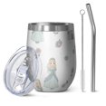 thumbnail image 1 of 12oz Stemless Wine Tumblers Princess Castle Flower Pattern Vacuum Insulated Stainless Steel Travel Tumbler Cups Mug with Lid and Straw for Champaign,Cocktail,Beer with Cleaning Brush, 1 of 5