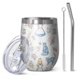 thumbnail image 1 of 12oz Stemless Wine Tumblers Princess Pattern Vacuum Insulated Stainless Steel Travel Tumbler Cups Mug with Lid and Straw for Champaign,Cocktail,Beer with Cleaning Brush, 1 of 5
