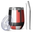 thumbnail image 1 of 12oz Stemless Wine Tumblers Red and Black Modern Art Geometric Vacuum Insulated Stainless Steel Travel Tumbler Cups Mug with Lid and Straw for Champaign,Cocktail,Beer with Cleaning Brush, 1 of 5