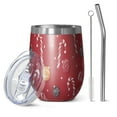 thumbnail image 1 of 12oz Stemless Wine Tumblers Red Christmas Candy Cane Pattern Vacuum Insulated Stainless Steel Travel Tumbler Cups Mug with Lid and Straw for Champaign,Cocktail,Beer with Cleaning Brush, 1 of 5