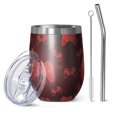 thumbnail image 1 of 12oz Stemless Wine Tumblers Red Controllers Games Icons Black Pattern Vacuum Insulated Stainless Steel Travel Tumbler Cups Mug with Lid and Straw for Champaign,Cocktail,Beer with Cleaning Brush, 1 of 5