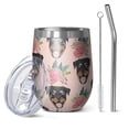 thumbnail image 1 of 12oz Stemless Wine Tumblers Rottweiler and Pioneer Flower Vacuum Insulated Stainless Steel Travel Tumbler Cups Mug with Lid and Straw for Champaign,Cocktail,Beer with Cleaning Brush, 1 of 5