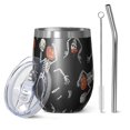 thumbnail image 1 of 12oz Stemless Wine Tumblers Skeleton Pumpkin Halloween Pattern Vacuum Insulated Stainless Steel Travel Tumbler Cups Mug with Lid and Straw for Champaign,Cocktail,Beer with Cleaning Brush, 1 of 5