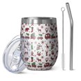 thumbnail image 1 of 12oz Stemless Wine Tumblers White Christmas Animal and Car Pattern Vacuum Insulated Stainless Steel Travel Tumbler Cups Mug with Lid and Straw for Champaign,Cocktail,Beer with Cleaning Brush, 1 of 5