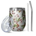 thumbnail image 1 of 12oz Stemless Wine Tumblers White Christmas Candy Cane Pattern Vacuum Insulated Stainless Steel Travel Tumbler Cups Mug with Lid and Straw for Champaign,Cocktail,Beer with Cleaning Brush, 1 of 5