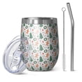thumbnail image 1 of 12oz Stemless Wine Tumblers White Christmas Gingerbread and Tree Pattern Vacuum Insulated Stainless Steel Travel Tumbler Cups Mug with Lid and Straw for Champaign,Cocktail,Beer with Cleaning Brush, 1 of 5