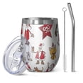 thumbnail image 1 of 12oz Stemless Wine Tumblers White Christmas Santa and Character Pattern Vacuum Insulated Stainless Steel Travel Tumbler Cups Mug with Lid and Straw for Champaign,Cocktail,Beer with Cleaning Brush, 1 of 5