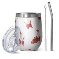 thumbnail image 1 of 12oz Stemless Wine Tumblers White Christmas Santa Pattern Vacuum Insulated Stainless Steel Travel Tumbler Cups Mug with Lid and Straw for Champaign,Cocktail,Beer with Cleaning Brush, 1 of 5