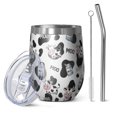 thumbnail image 1 of 12oz Stemless Wine Tumblers White Cow Black Spot Milk Pattern Vacuum Insulated Stainless Steel Travel Tumbler Cups Mug with Lid and Straw for Champaign,Cocktail,Beer with Cleaning Brush, 1 of 5