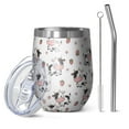 thumbnail image 1 of 12oz Stemless Wine Tumblers White Cow Strawberry Heart Pattern Vacuum Insulated Stainless Steel Travel Tumbler Cups Mug with Lid and Straw for Champaign,Cocktail,Beer with Cleaning Brush, 1 of 5