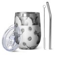 thumbnail image 1 of 12oz Stemless Wine Tumblers White Highland Cow Lemon Pattern Vacuum Insulated Stainless Steel Travel Tumbler Cups Mug with Lid and Straw for Champaign,Cocktail,Beer with Cleaning Brush, 1 of 5