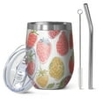 thumbnail image 1 of 12oz Stemless Wine Tumblers White Strawberry Plants Fruit Vacuum Insulated Stainless Steel Travel Tumbler Cups Mug with Lid and Straw for Champaign,Cocktail,Beer with Cleaning Brush, 1 of 5