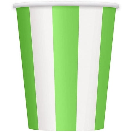 12oz Striped Paper Cups, Lime Green, 6ct