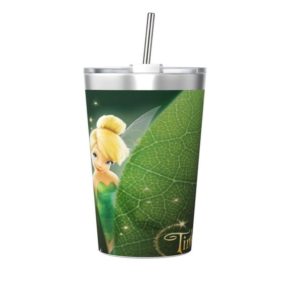 12oz Tinker Bell Stainless Steel Insulated Tumbler Cups With Conical Straw