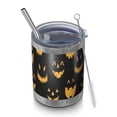 thumbnail image 1 of 12oz Tumblers Black Halloween Pumpkin Faces Vacuum Insulated Stainless Steel Travel Tumbler Cups Mug with Lid and Straw for Beer,Coffee,Beverages with Cleaning Brush for Cold & Hot Drinks, 1 of 5