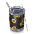 thumbnail image 1 of 12oz Tumblers Black Sunflower Green Leaf Pattern Vacuum Insulated Stainless Steel Travel Tumbler Cups Mug with Lid and Straw for Beer,Coffee,Beverages with Cleaning Brush for Cold & Hot Drinks, 1 of 5