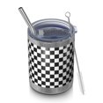 thumbnail image 1 of 12oz Tumblers Black and White Checkered Pattern Vacuum Insulated Stainless Steel Travel Tumbler Cups Mug with Lid and Straw for Beer,Coffee,Beverages with Cleaning Brush for Cold & Hot Drinks, 1 of 5