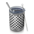 thumbnail image 1 of 12oz Tumblers Black White Small Checkered Pattern Vacuum Insulated Stainless Steel Travel Tumbler Cups Mug with Lid and Straw for Beer,Coffee,Beverages with Cleaning Brush for Cold & Hot Drinks, 1 of 5