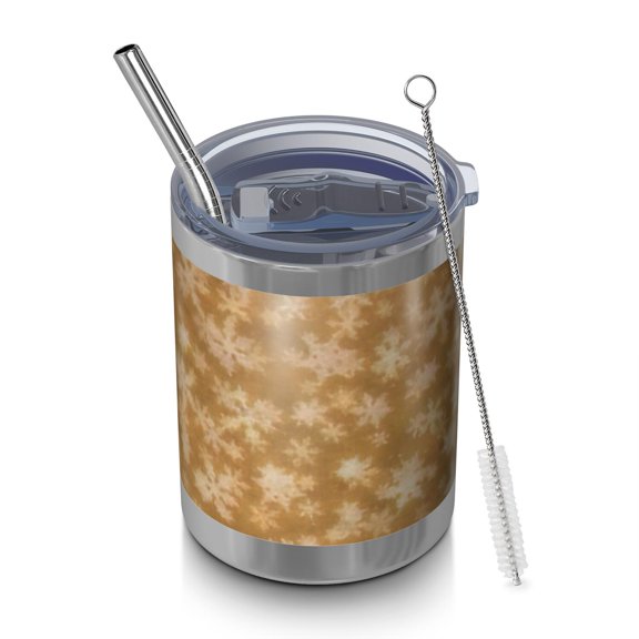 12oz Tumblers Golden Christmas Snowflake Pattern Vacuum Insulated Stainless Steel Travel Tumbler Cups Mug with Lid and Straw for Beer,Coffee,Beverages with Cleaning Brush for Cold & Hot Drinks