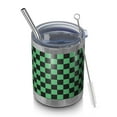 thumbnail image 1 of 12oz Tumblers Green and Black Checkerboard Pattern Vacuum Insulated Stainless Steel Travel Tumbler Cups Mug with Lid and Straw for Beer,Coffee,Beverages with Cleaning Brush for Cold & Hot Drinks, 1 of 5