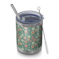 thumbnail image 1 of 12oz Tumblers Green Christmas Floral Pattern Vacuum Insulated Stainless Steel Travel Tumbler Cups Mug with Lid and Straw for Beer,Coffee,Beverages with Cleaning Brush for Cold & Hot Drinks, 1 of 5