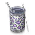 thumbnail image 1 of 12oz Tumblers Green and Purple Of Leopard Print Vacuum Insulated Stainless Steel Travel Tumbler Cups Mug with Lid and Straw for Beer,Coffee,Beverages with Cleaning Brush for Cold & Hot Drinks, 1 of 5