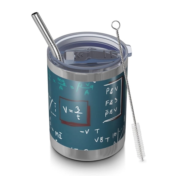 12oz Tumblers Math Equations Lab Tools Blue Pattern Vacuum Insulated Stainless Steel Travel Tumbler Cups Mug with Lid and Straw for Beer,Coffee,Beverages with Cleaning Brush for Cold & Hot Drinks