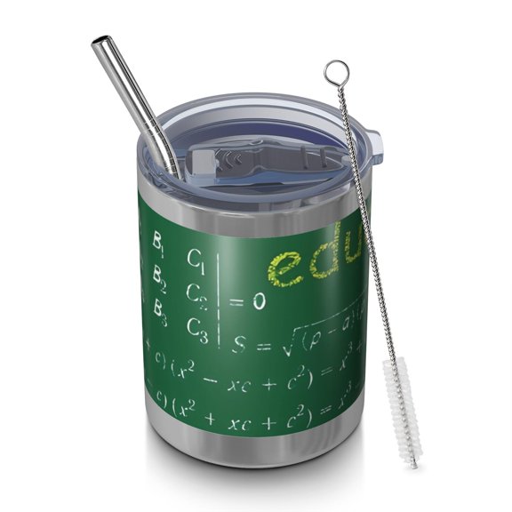 12oz Tumblers Math Equations Science Terms Green Vacuum Insulated Stainless Steel Travel Tumbler Cups Mug with Lid and Straw for Beer,Coffee,Beverages with Cleaning Brush for Cold Hot Drinks