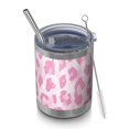 thumbnail image 1 of 12oz Tumblers Pink and Pink Of Leopard Print Vacuum Insulated Stainless Steel Travel Tumbler Cups Mug with Lid and Straw for Beer,Coffee,Beverages with Cleaning Brush for Cold & Hot Drinks, 1 of 5