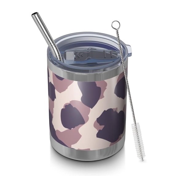 12oz Tumblers Pink and Purple Of Leopard Print Vacuum Insulated Stainless Steel Travel Tumbler Cups Mug with Lid and Straw for Beer,Coffee,Beverages with Cleaning Brush for Cold & Hot Drinks