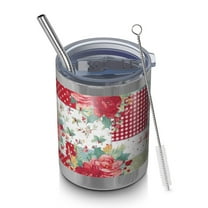 12oz Tumblers Pioneer Flower Vacuum Insulated Stainless Steel Travel Tumbler Cups Mug with Lid and Straw for Beer,Coffee,Beverages with Cleaning Brush for Cold & Hot Drinks