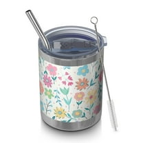 12oz Tumblers Pioneer Flower Vacuum Insulated Stainless Steel Travel Tumbler Cups Mug with Lid and Straw for Beer,Coffee,Beverages with Cleaning Brush for Cold & Hot Drinks