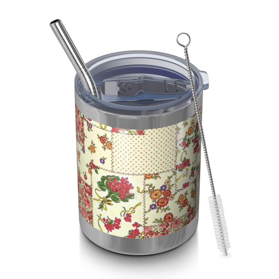 12oz Tumblers Pioneer Flower Vacuum Insulated Stainless Steel Travel Tumbler Cups Mug with Lid and Straw for Beer,Coffee,Beverages with Cleaning Brush for Cold & Hot Drinks