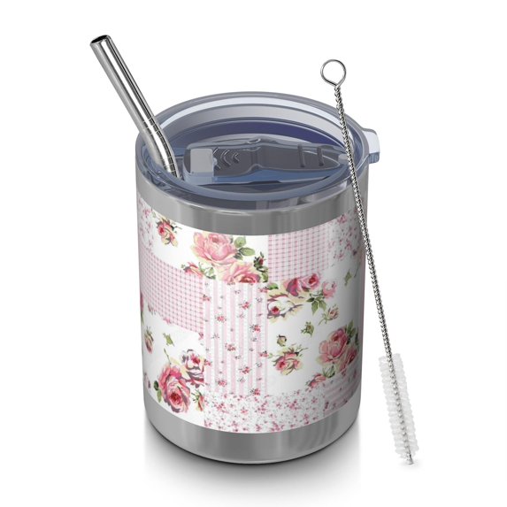 12oz Tumblers Pioneer Flower Vacuum Insulated Stainless Steel Travel Tumbler Cups Mug with Lid and Straw for Beer,Coffee,Beverages with Cleaning Brush for Cold & Hot Drinks