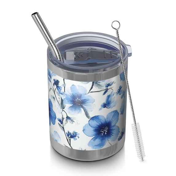 12oz Tumblers Pioneer Flower Vacuum Insulated Stainless Steel Travel Tumbler Cups Mug with Lid and Straw for Beer,Coffee,Beverages with Cleaning Brush for Cold & Hot Drinks