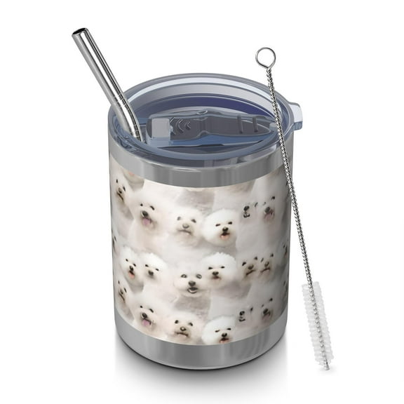12oz Tumblers Shih Tzu Dog Vacuum Insulated Stainless Steel Travel Tumbler Cups Mug with Lid and Straw for Beer,Coffee,Beverages with Cleaning Brush for Cold & Hot Drinks