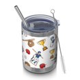 thumbnail image 1 of 12oz Tumblers White Baseball Fun Club Pattern Vacuum Insulated Stainless Steel Travel Tumbler Cups Mug with Lid and Straw for Beer,Coffee,Beverages with Cleaning Brush for Cold & Hot Drinks, 1 of 5