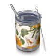 thumbnail image 1 of 12oz Tumblers White Sunflower Seed Leaf Pattern Vacuum Insulated Stainless Steel Travel Tumbler Cups Mug with Lid and Straw for Beer,Coffee,Beverages with Cleaning Brush for Cold & Hot Drinks, 1 of 5