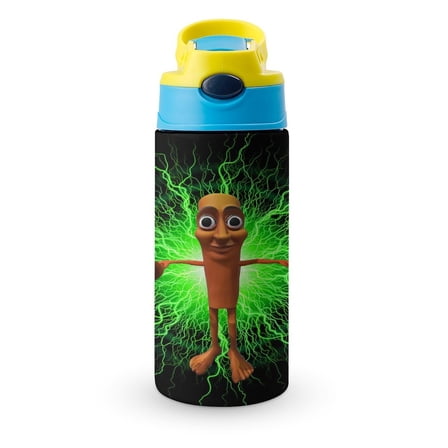 12oz Tung Tung Tung Sahu-r Water Bottle with Straw Lid Insulated Cartoon Stainless Steel Reusable Tumbler for Boys Girls