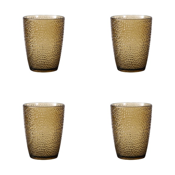 12oz Unbreakable Premium Drinking Glasses Set of 4 - Super Grade Plastic - Perfect for Gifts - Dishwasher Safe - Cups Reusable Drinkware(Brown)