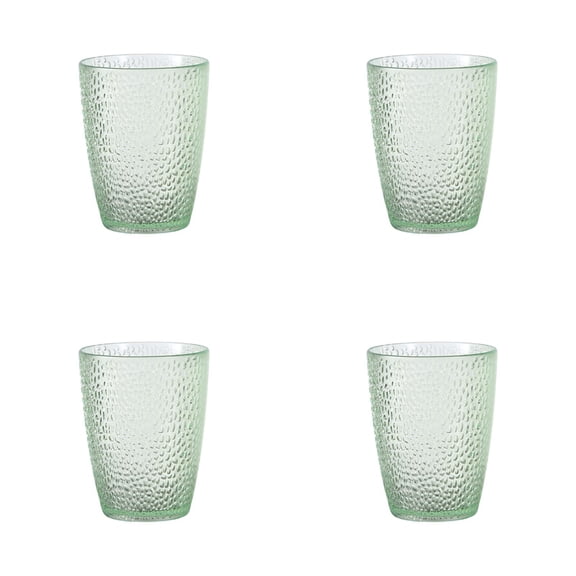 12oz Unbreakable Premium Drinking Glasses Set of 4 - Super Grade Plastic - Perfect for Gifts - Dishwasher Safe - Cups Reusable Drinkware(Green)