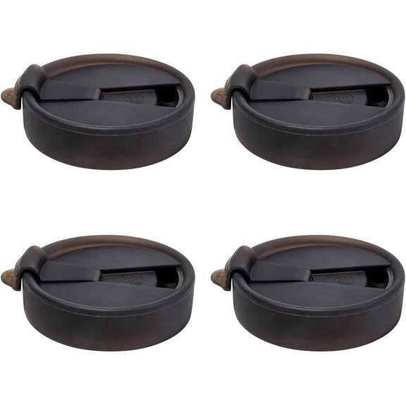 Silipint Universal Fit Silicone Flip Lid for 12 oz Wine & Rock Cups – Spill-Proof, Durable, Flexible, Easy One-Hand Use, Dishwasher Safe, Unbreakable Drink Cover, Smoke - Pack of 4