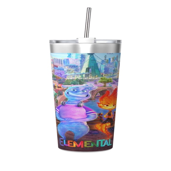 12oz Water Fire Element-a (15) Stainless Steel Insulated Tumbler Cups with Conical Straw