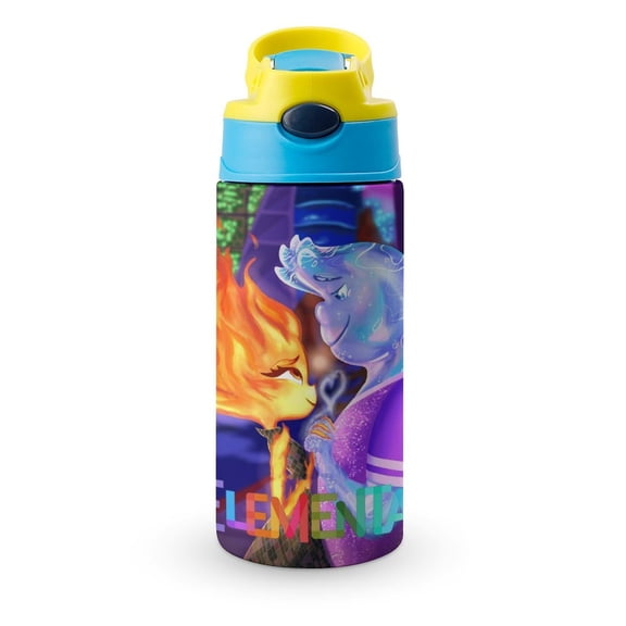 12oz Water Fire Element-a Water Bottle with Straw Lid Insulated Cartoon Stainless Steel Reusable Tumbler for Boys Girls