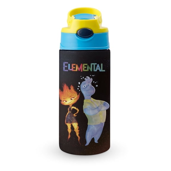 12oz Water Fire Element-a Water Bottle with Straw Lid Insulated Cartoon Stainless Steel Reusable Tumbler for Boys Girls