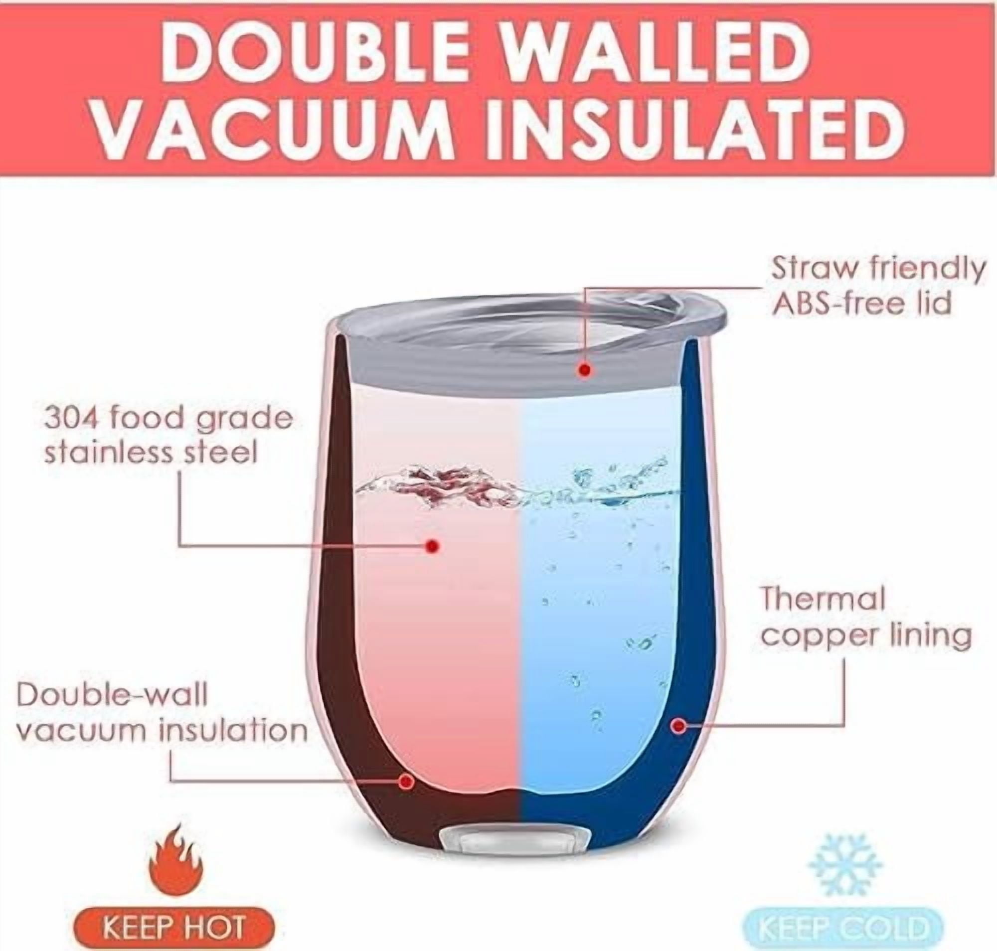 12oz Wine Tumbler with Lid With straw Stainless Steel Wine Tumbler Cups ...