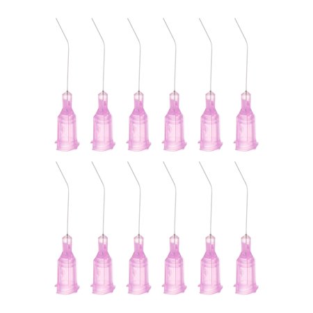 12pack Blunt Tip Dispensing Needles, 30G Bent Dispensing Tips 1" End Angled Dispenser Needle with Luer Purple